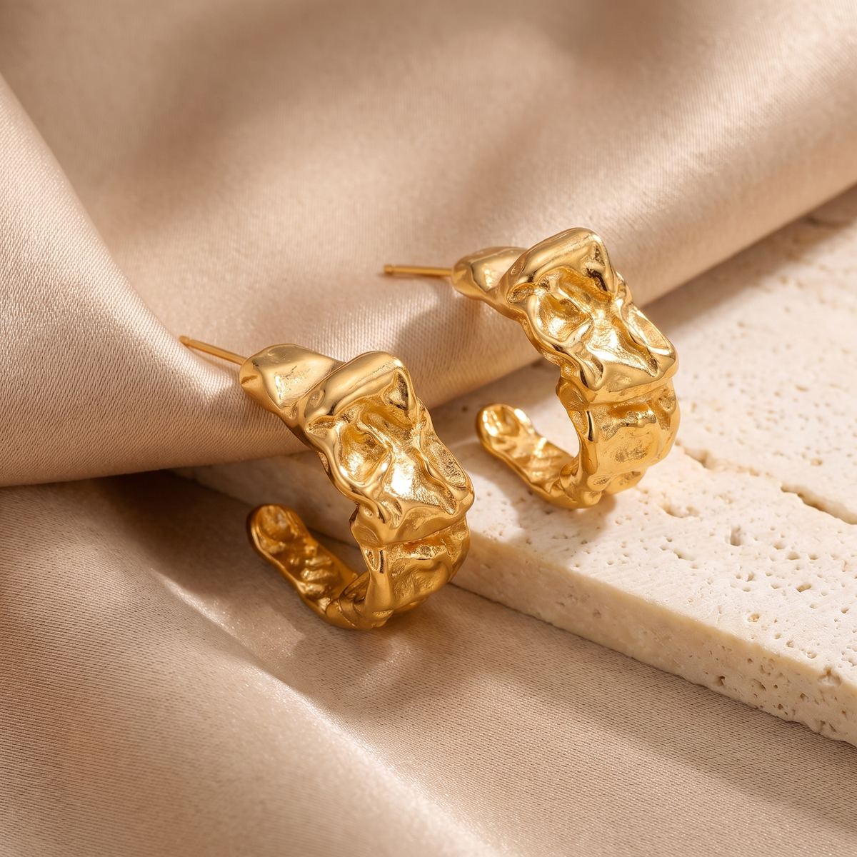 Sculpted Gold Hoops