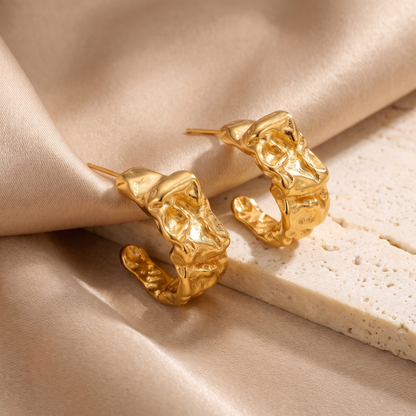 Sculpted Gold Hoops